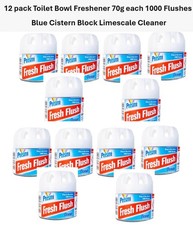 12 Pack Toilet Bowl Freshener 1000 Flushes Blue Cistern Block Limescale Cleaner