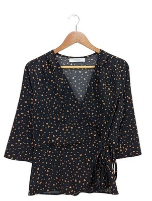 SISTERS POINT Wickel-Bluse Damen Bluse Gr. DE 36 schwarz Casual-Look