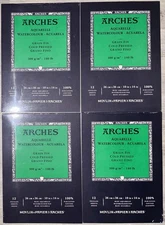Arches 4pk Watercolor Paper Pad Cold Pressed 10 x 14 Inch 140lb NEW 48 Sheets