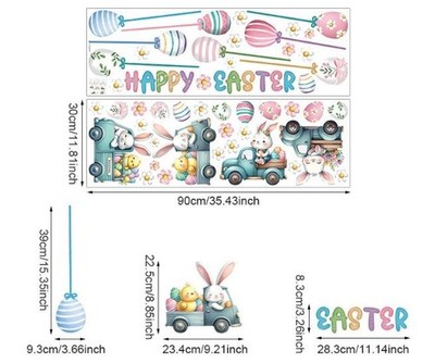 Osterhase Ei Vinyl Wandtattoo für Kinderzimmer 90 cm x 30 cm blau