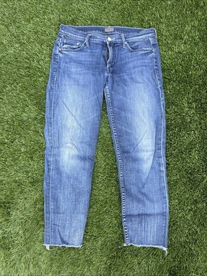 NWT Mother Denim SAMPLE 28 Dropout Fray Moon Dark Jeans Ankle Crop- Super Cool