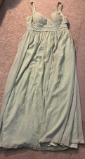 Azazie Green Chiffon Maxi Formal Dress - size 16