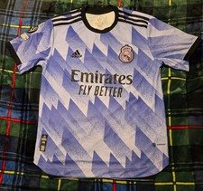 Real Madrid 2022/23 Away Benzema Jersey Mens Medium Authentic UCL Patches