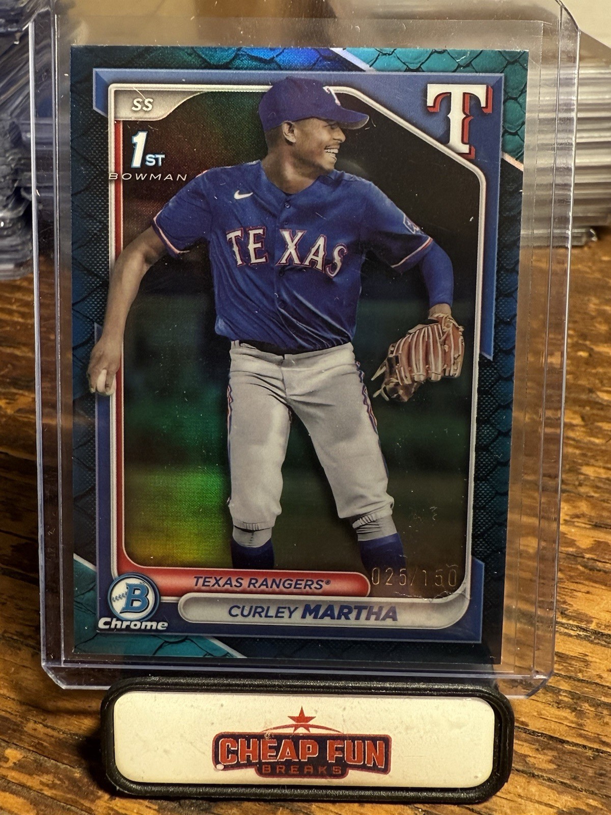 2024 Bowman Chrome Curley Martha #BCP-168 1st Blue Reptilian Refractor /150