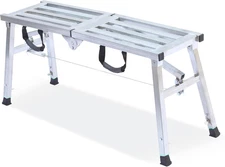 Adjustable Work Platform with 400 Lb Duty Rating, Steel Step Ladder, Portable Fo