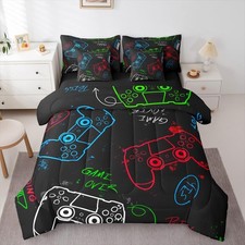 Erosebridal Gaming Twin Bedding Set 7 Piece Bed in a Bag Comforter Set for Kids