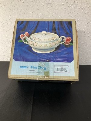 Sheffield Porcelain Fine China Classic 501 Covered CasseroleBowl Silver Trim F29