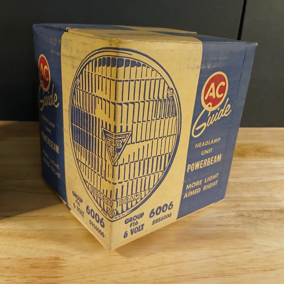 PAIR 1940's NOS Sealed Beam Headlight 6V T3 AC Guide 300 #6006 STILL SEALED T3's - Image 2 of 4