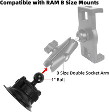 Suction Cup Mount Base with 1" Ball for RAM Mounts, Compatible with RAM B Siz...