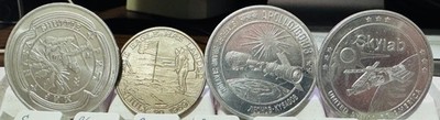 NASA 4 Coins Blended Metal Flown In Space Apollo Soyuz Eagle Skylab Atlantis