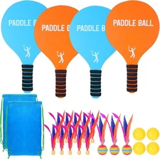 2 Paddle Ball Sets - Funny Paddleball Rackets Game, Outdoor Sports Toys for K...