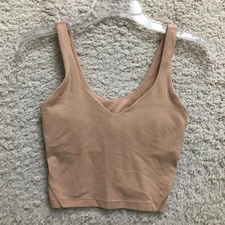 Lululemon Tank Top Shirt 4 Adult Beige Align V Neck Cropped Sleeveless Womens