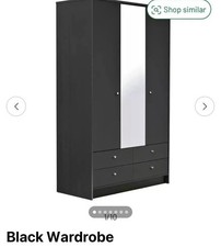 Black Oak Wardrobe with Mirror . Brand New Unopened 3 Piece from Argos .