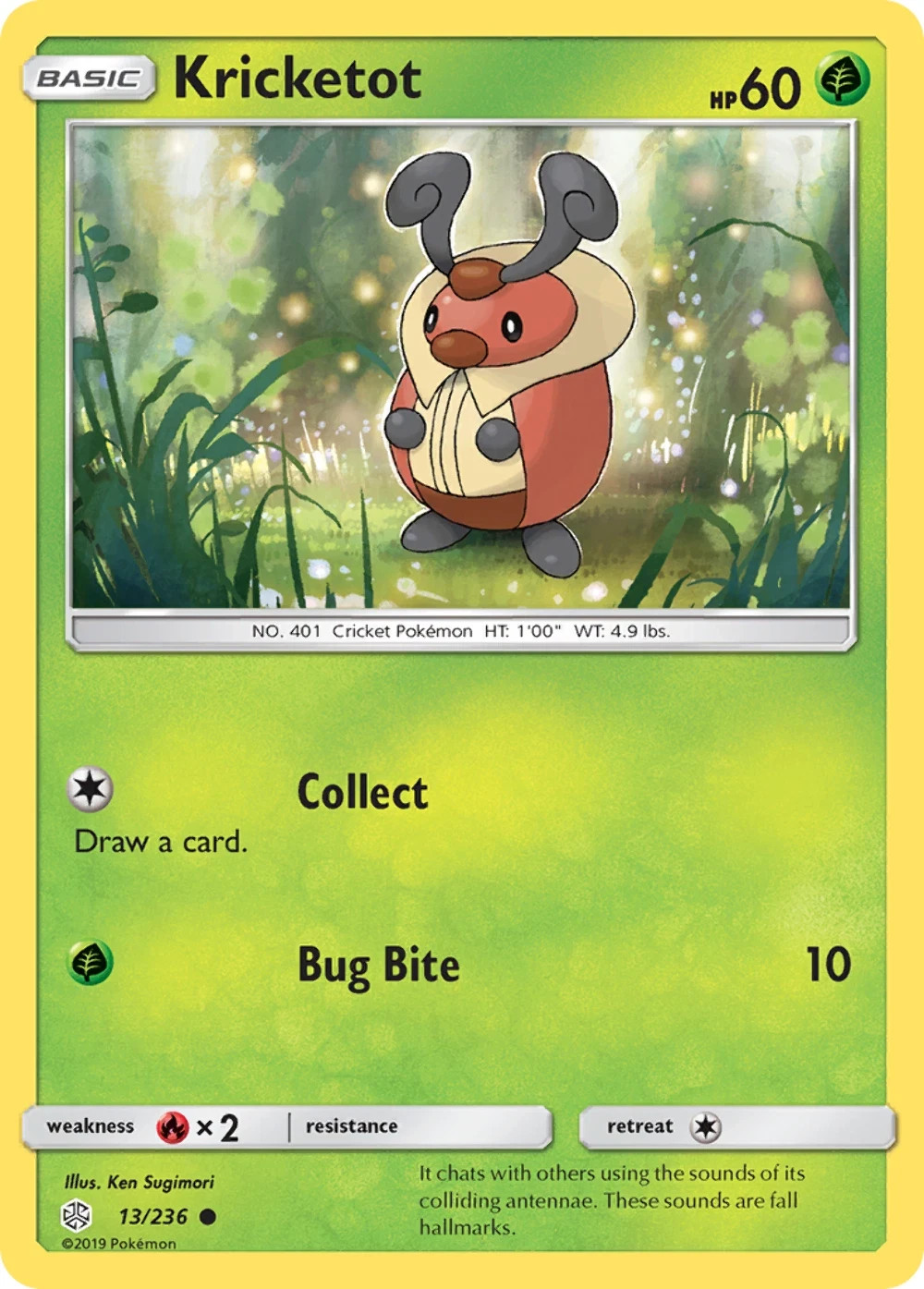Pokemon KRICKETOT Sun & Moon Cosmic Eclipse 13/236 NM/Mint PACK FRESH