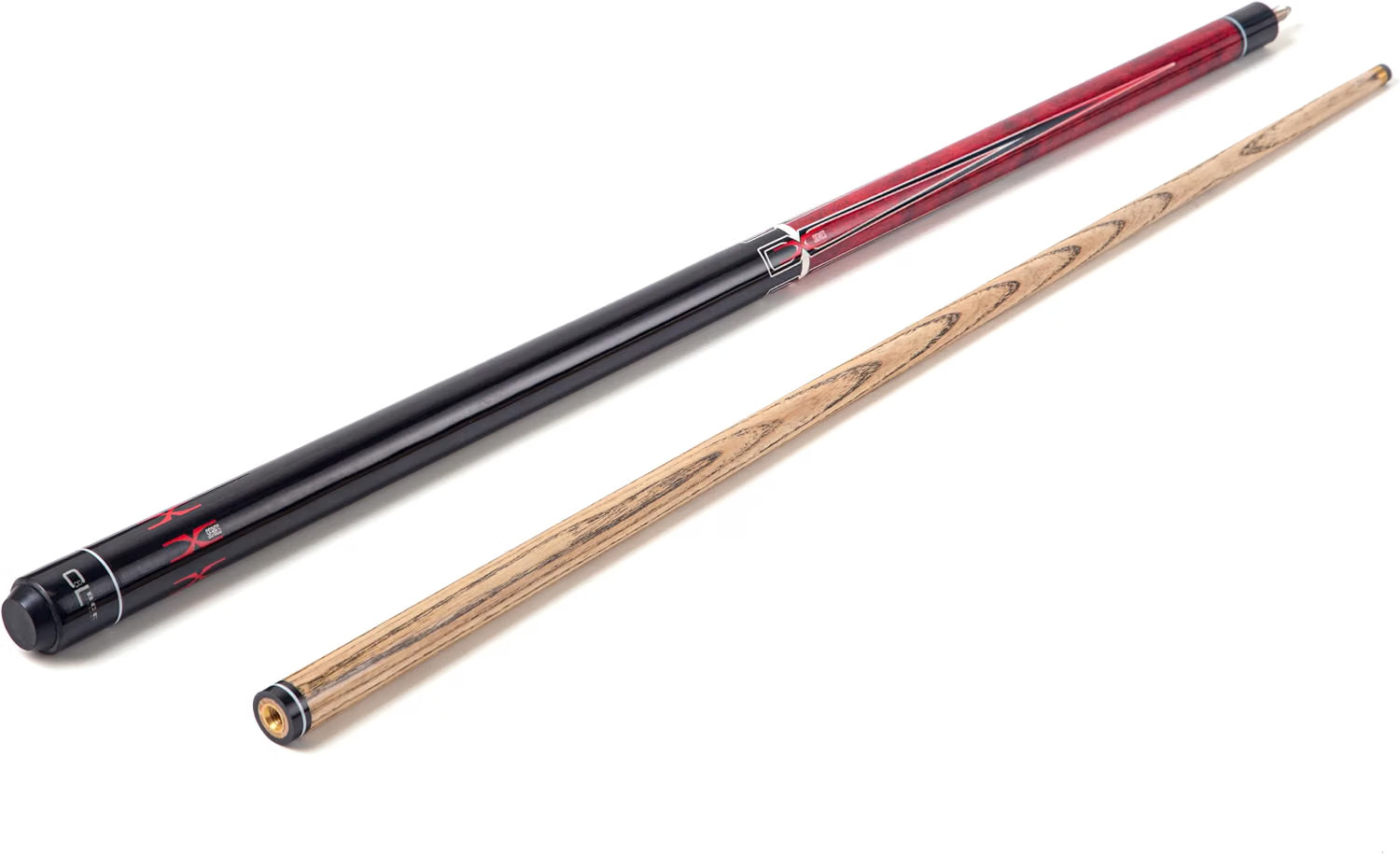 BCE Christophe Lambert X-Series 57" 2-Piece Ash Snooker Pool Cue 9.5mm- Scarlet