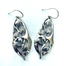 HAGIT GORALI  HG  Israel Sterling Earrings - Floral Woven