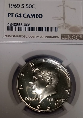 1969 s KENNEDY HALF DOLLAR NGC PROOF 64 CAMEO