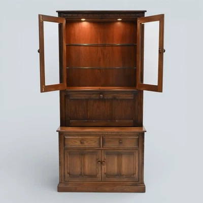 Ercol Mural Wall Unit Display Cabinet Glass Doors Golden Dawn FREE UK Delivery - Image 1 of 4