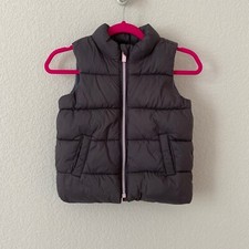 Old Navy Baby Toddler Charcoal Grey Zip Puffer Vest, Size 18-24 months