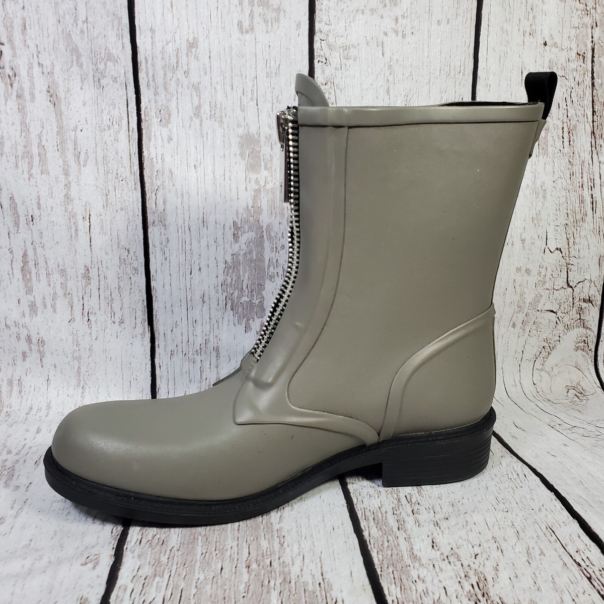 Frye Rain Boots Womens Storm Zip Rain Booties Galoshes Gray Wellies