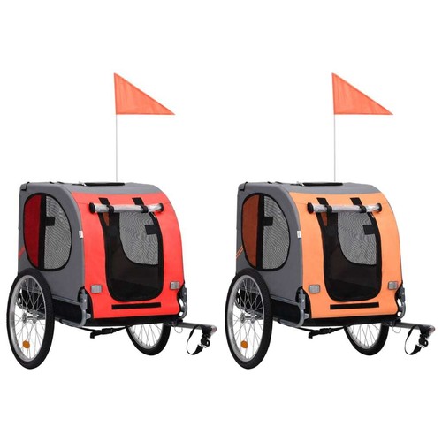 vidaXL Dog Bike Trailer Red and Black Pet Pushchair Carrier Jogger