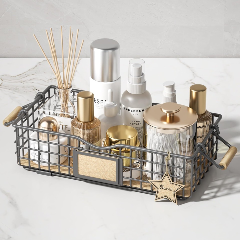 Bathroom Organizer Basket Bathroom Counter Organizer Small Metal Basket