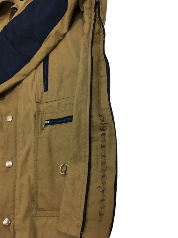 Vintage 60's Obermeyer Men Brown Canvas Blue Nylon SAFARI Style Parka Coat RETRO - Image 4 of 4