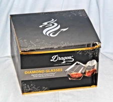 DRAGON GLASSWARE Diamond Whiskey Glasses Cocktail 10 Oz. - Set of 4