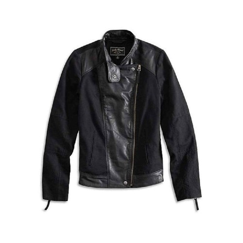 Lucky Brand Leather Canvas Moto Jacket 