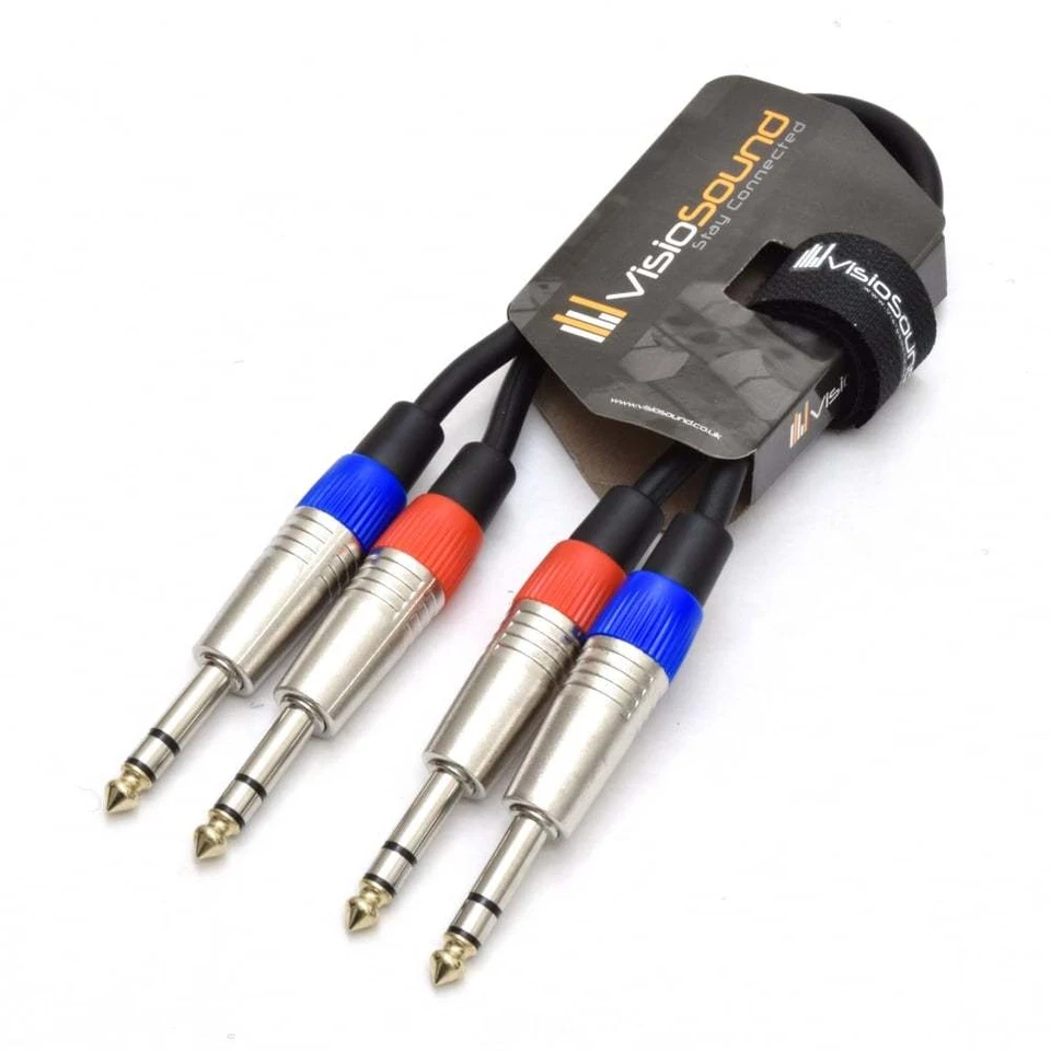 Câble double 2 x jack TRS stéréo 6,35mm à jack TRS / Câble audio équilibré 0.5m - Photo 1/1