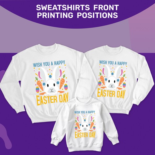 Family Bunny Happy Easter Sweatshirt Jumper Festival Holiday Party Matching #ED - Picture 7 of 27