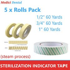 5 x Dental Autoclave Tape Sterilization Indicates Tape 1/2" x 60Yd, 3/4" x 60Yd