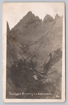 North Dakota RPPC Bad Land Scenery Rachers Dead Cow Bull Cliff Postcard F