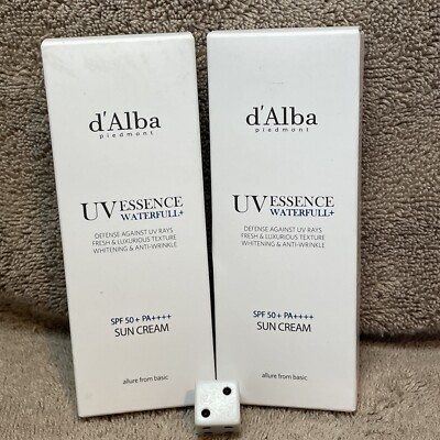 Sealed Lot Of 2  For D ALBA UV Essence Waterfull Sun Cream SPF 50+ PA++++