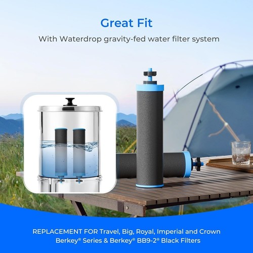Waterdrop Alkaline Water Filter, Replacement for Berkey® BB9-2® Black Filters(4) - Picture 2 of 9