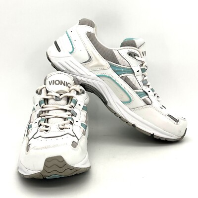 Vionic Womens Walker Shoes White Teal Podiatrist Designed Removable  Insoles