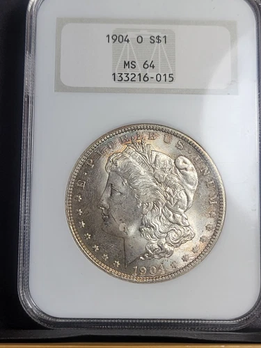 1904-O Morgan Silver Dollar - NGC MS64 ! Old  Fatty Holder! Nice Rim Toning