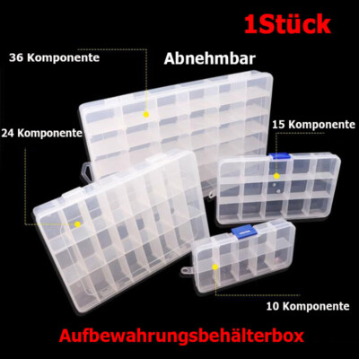 Kunststoff Speicher Container Box 10/15/24/36Gitter Klare Schmuck Organizer Fall