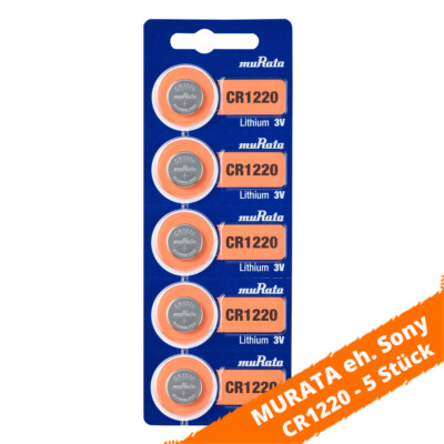 5 x Batterien muRata eh. Sony CR1220 Lithium Knopfzelle 40mAh 3V CR 1220 NEU