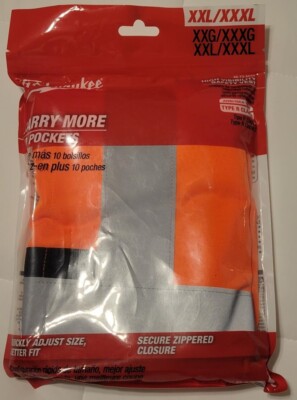 Milwaukee NEW ANSI Type R Class 2 Orange Hi-Viz Safety Vest 10 Pocket xxl/xxxl