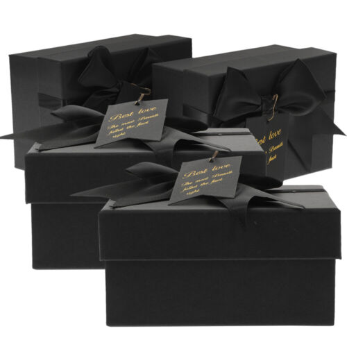 4 pièces officiel boîtes-cadeaux noires noires boîte-cadeau noire boîtes-cadeaux noires