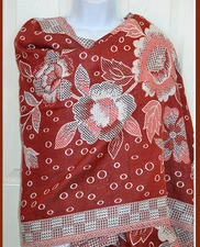 Double sided cotton handloom woven Shawl Stole Wrap burgundy white color India