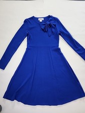 Jessica H Royal Blue Long Sleeve Fit & Flare Knit Dress Size Small