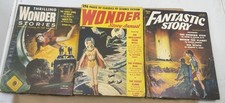 3 Vintage 1950s science fiction/fantasy pulp magazine/books, aliens, robots