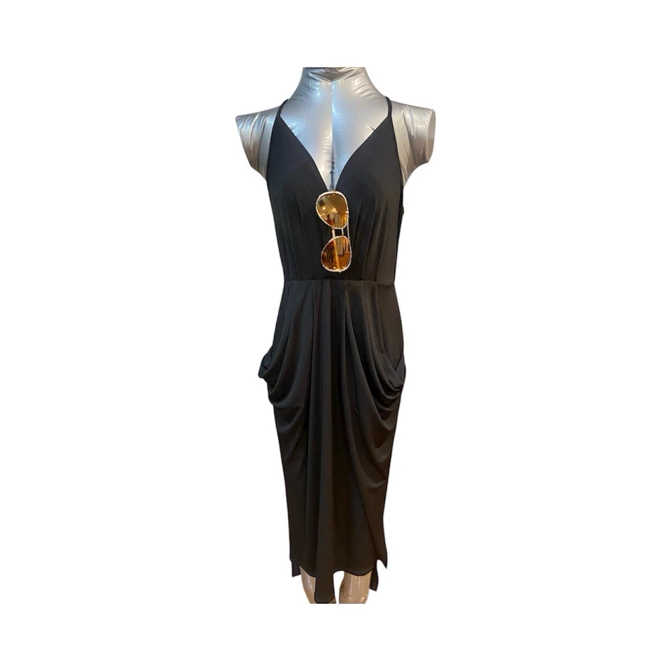 BCBGeneration Black Draped Dress with Pockets Size Small - Image 3 of 4