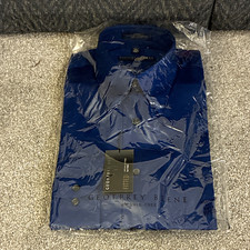 Geoffrey Beene Fitted Wrinkle Resistant Cotton Dress Shirt Blue M 34/35