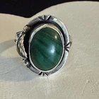 VTG Southwestern Sterling Silver & Malachite Ring Size 6.75 Mexico 5g GF15