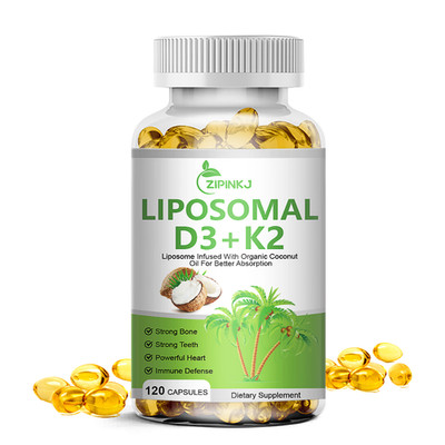 Liposomal Vegan Vitamin D3 5000 IU K2 MK7 100 mcg Softgels, 120 Capsules