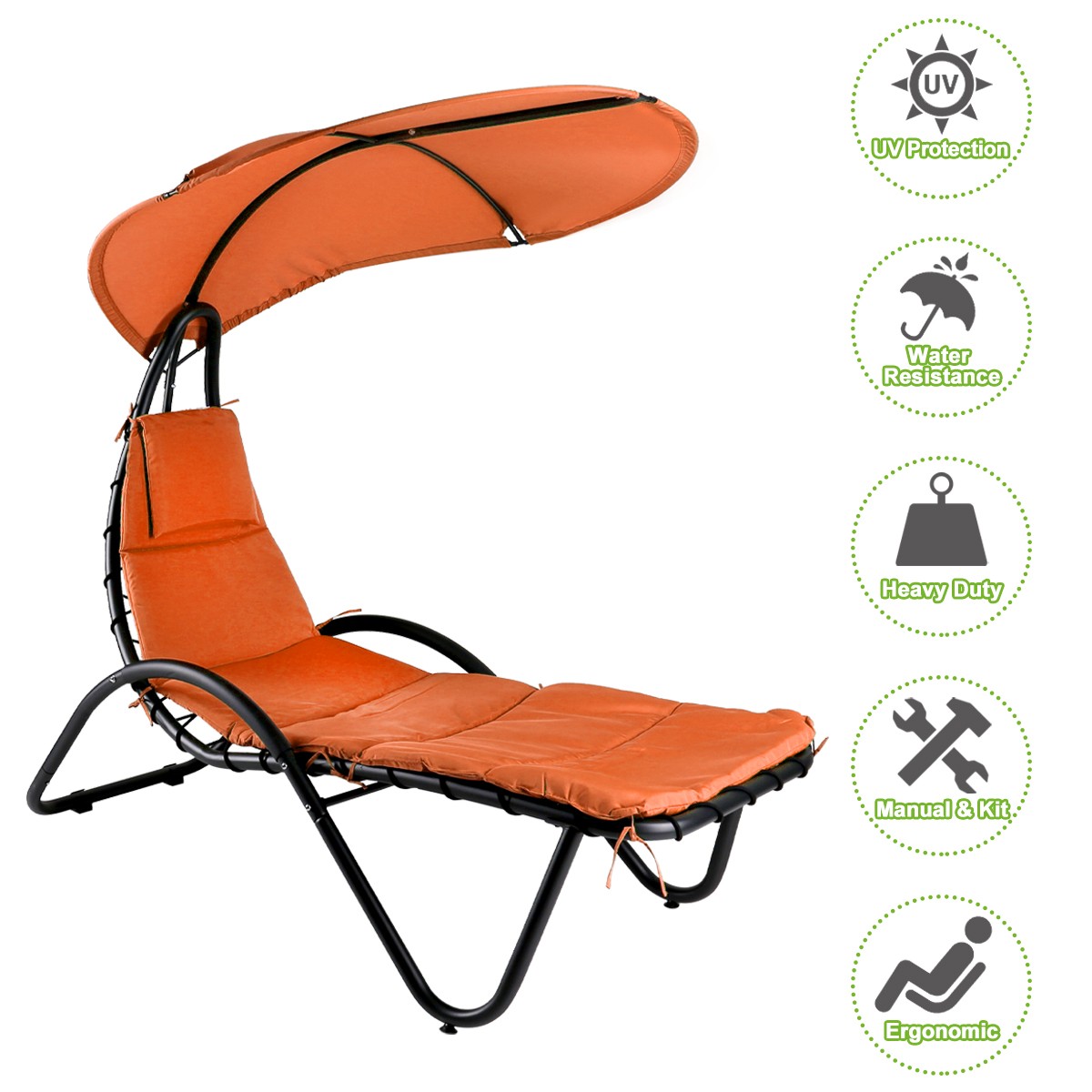 Outdoor Hammock Lounger Patio Chair W/ Shade Canopy