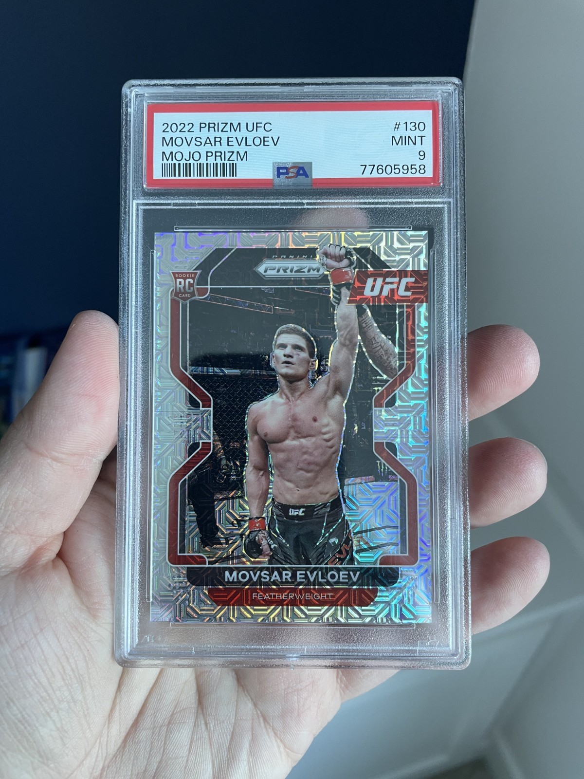 Movsar Evloev Rookie Mojo Prizm /25 - 2022 Panini Prizm UFC #130 - PSA 9 TY